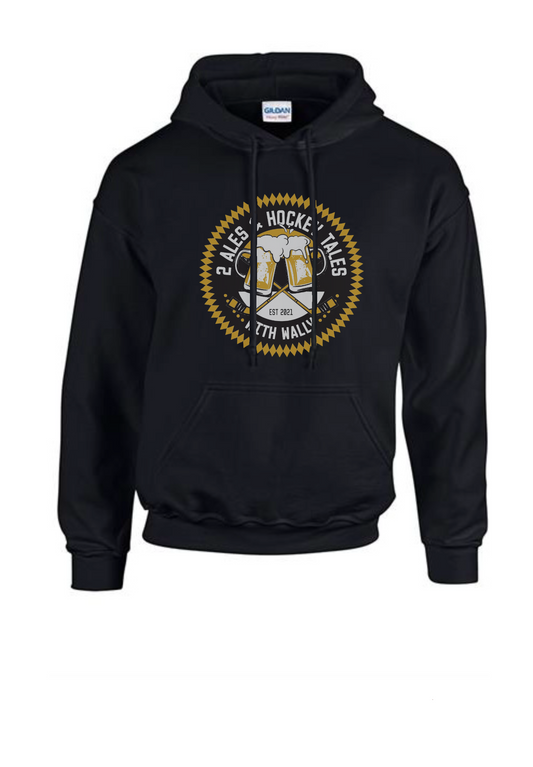 2 ales and hockey tales large logo hoodie