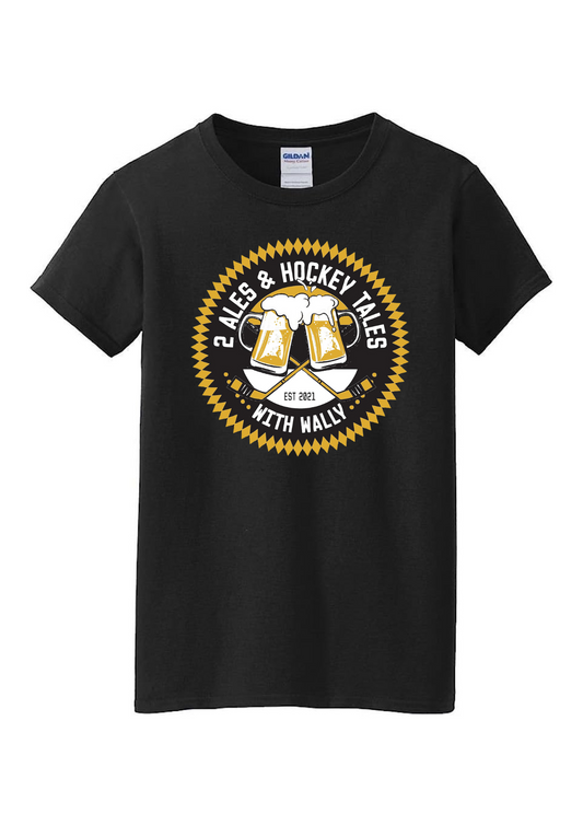 2 ales and hockey tales large logo print T-shirt